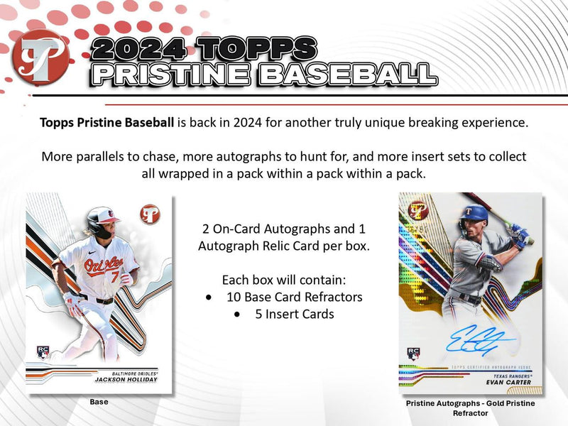 ONE PACK of 2024 Topps Pristine Baseball Hobby Box ( Elly or Skenes RC??)