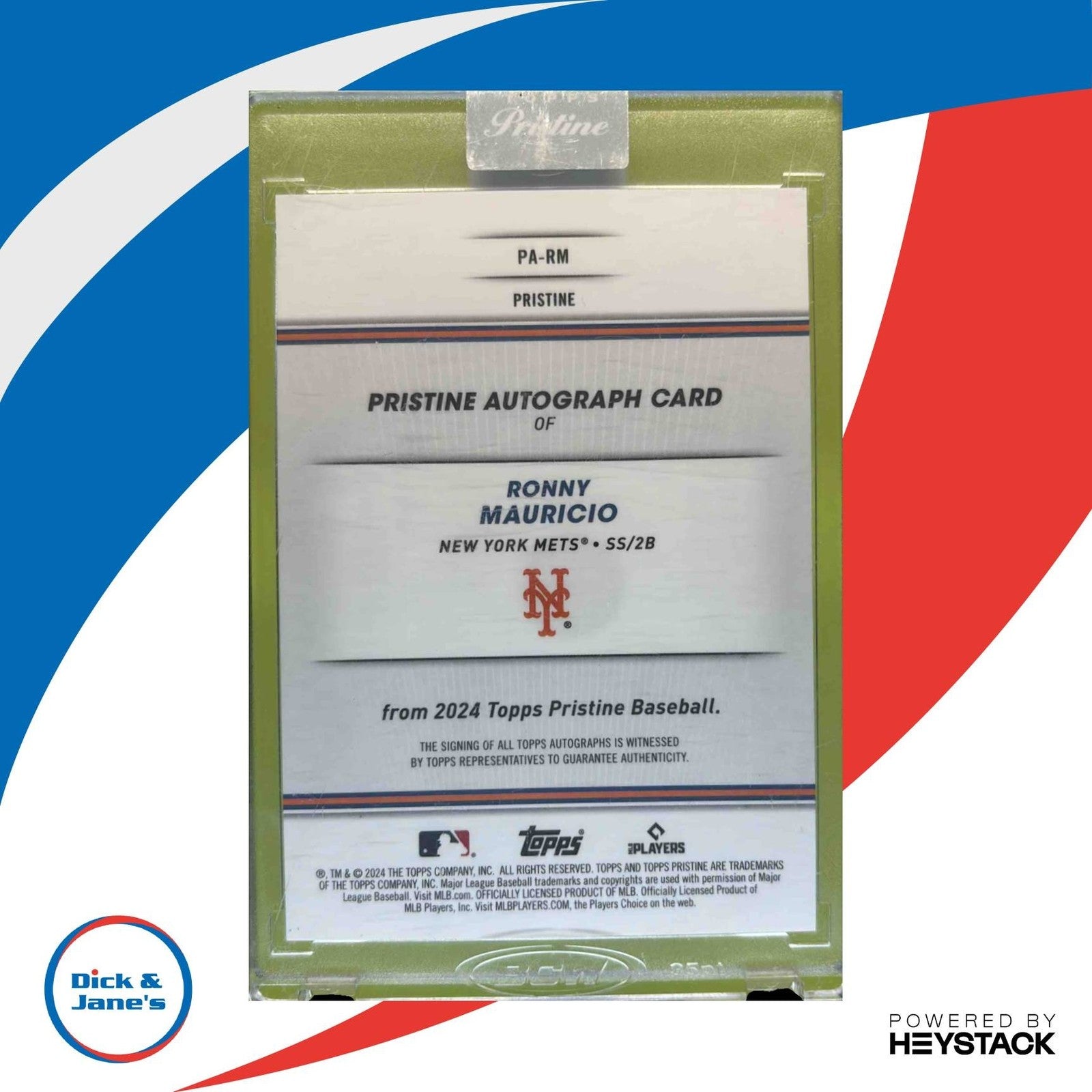 2024 Topps Pristine Ronny Mauricio Auto Green Refractor /150 RC New York Mets - Sports Cards