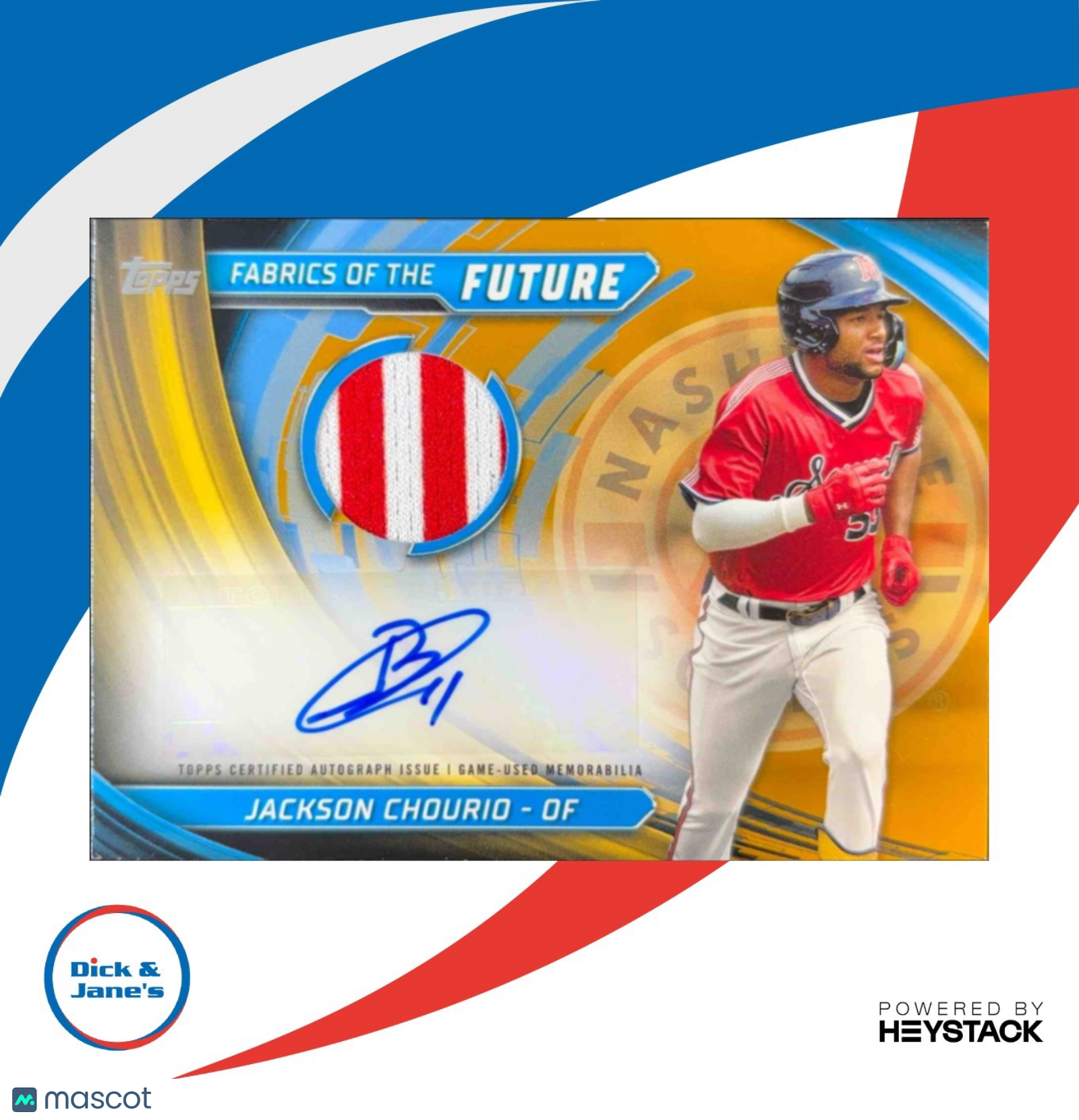 2024 Topps Pro Debut Jackson Chourio Fabrics of the Future Auto Relics Gold /50 - Sports Cards