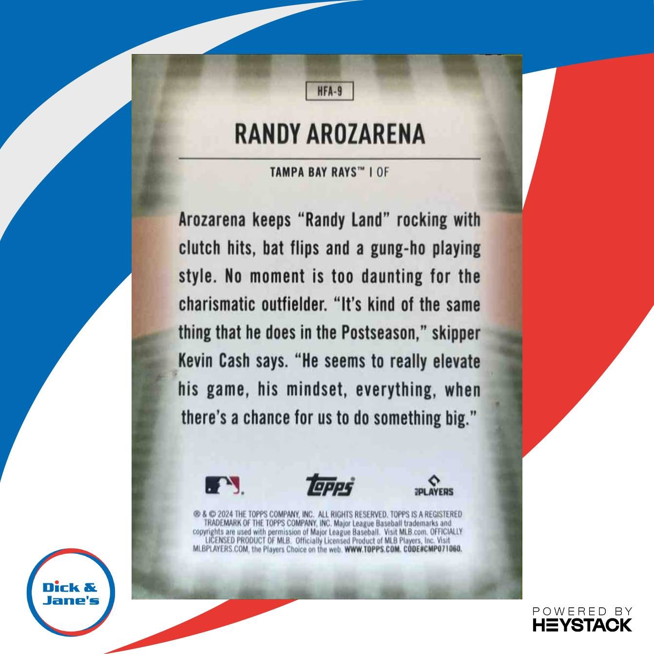 2024 Topps Randy Arozarena Homefield Advantage #HFA-9 Tampa Bay Rays - Sports Cards
