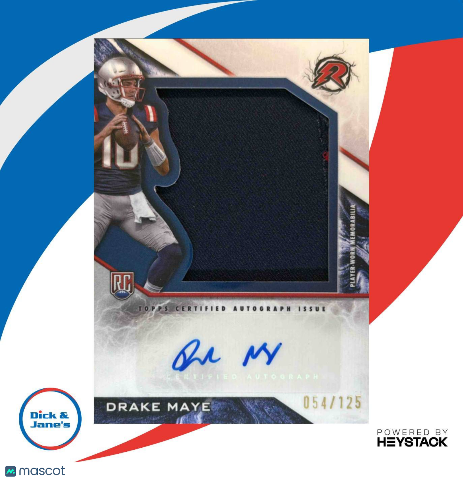 2024 Topps Resurgence Drake Maye Rookie Patch Auto White Surge 54/125 Patriots - Sports Cards