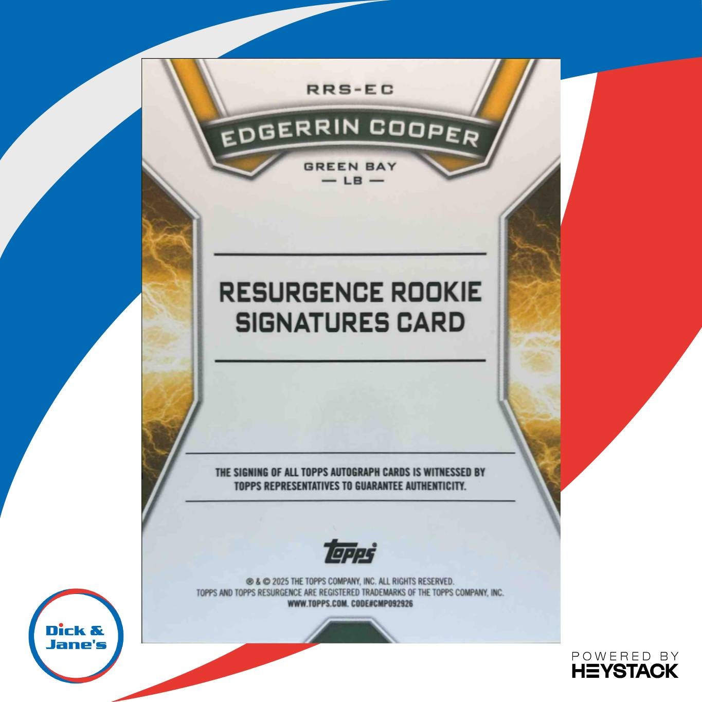 2024 Topps Resurgence Edgerrin Cooper Rookie Signature Orange Power Surge 15/25 - Sports Cards