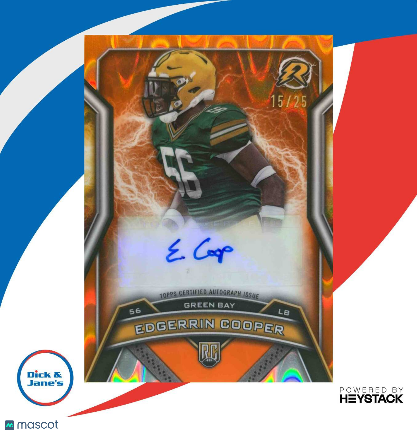 2024 Topps Resurgence Edgerrin Cooper Rookie Signature Orange Power Surge 15/25 - Sports Cards