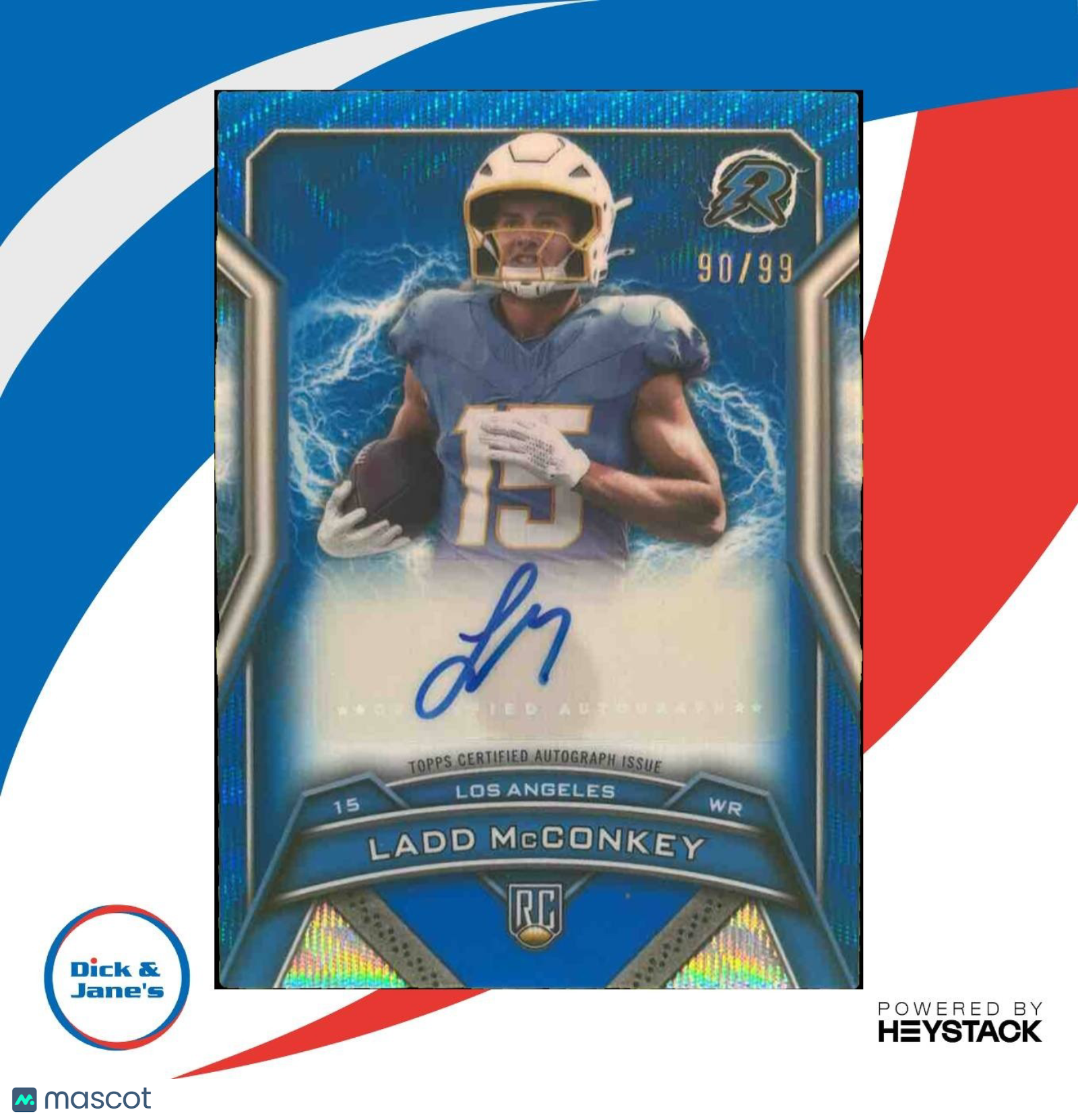 2024 Topps Resurgence Ladd McConkey Blue Surge Auto /99 RC Los Angeles Chargers - Sports Cards