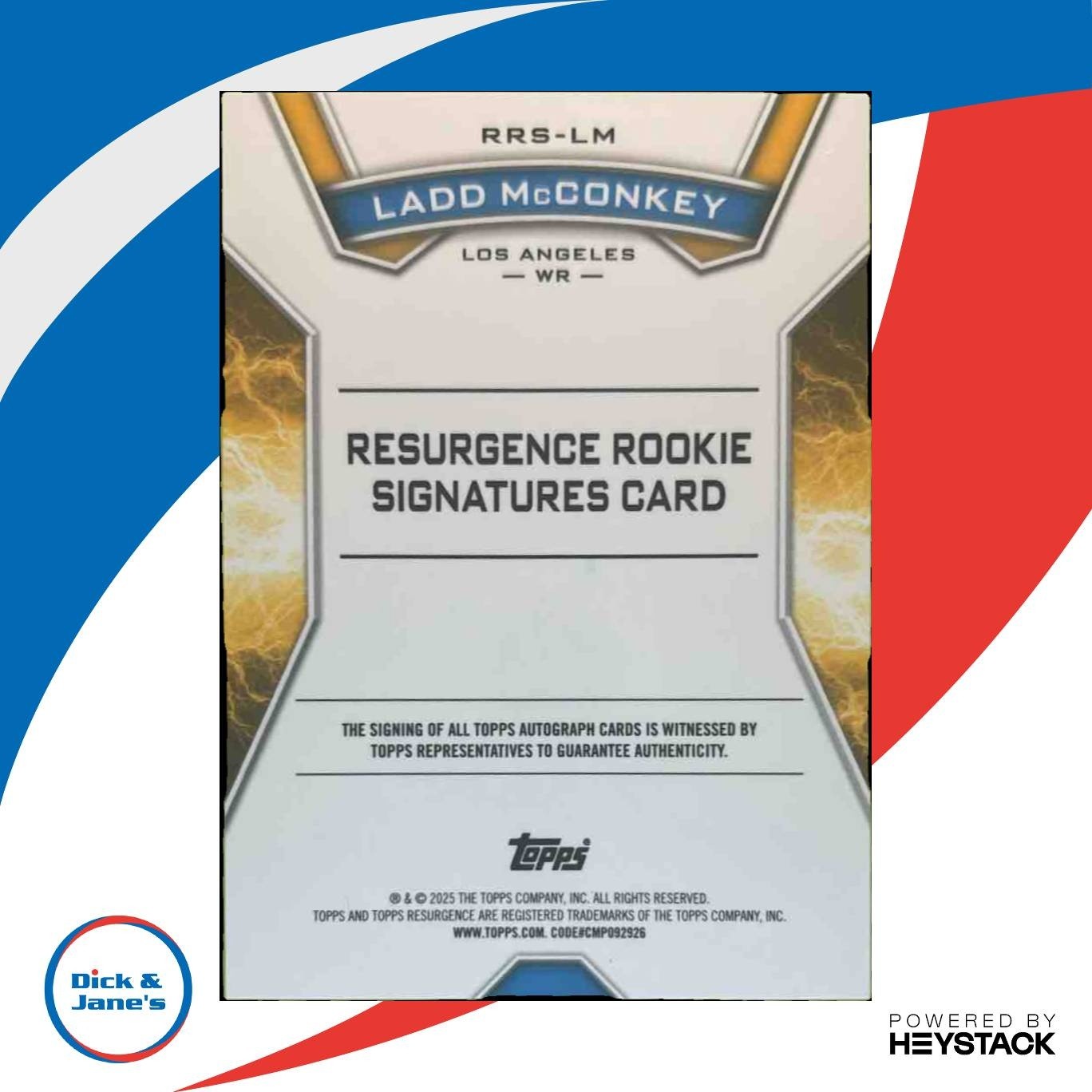 2024 Topps Resurgence Ladd McConkey Blue Surge Auto /99 RC Los Angeles Chargers - Sports Cards
