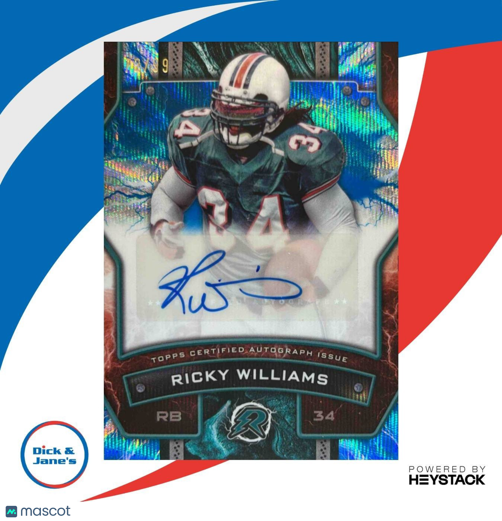 2024 Topps Resurgence Ricky Williams Signature Blue Surge /99 Auto Dolphins - Sports Cards