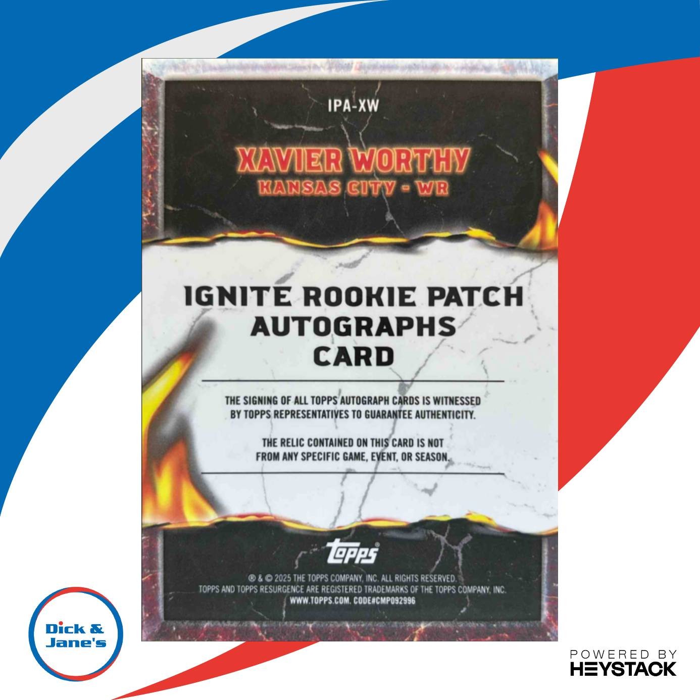 2024 Topps Resurgence Xavier Worthy Ignite Rookie Patch Auto Kansas City Chiefs - Sports Cards