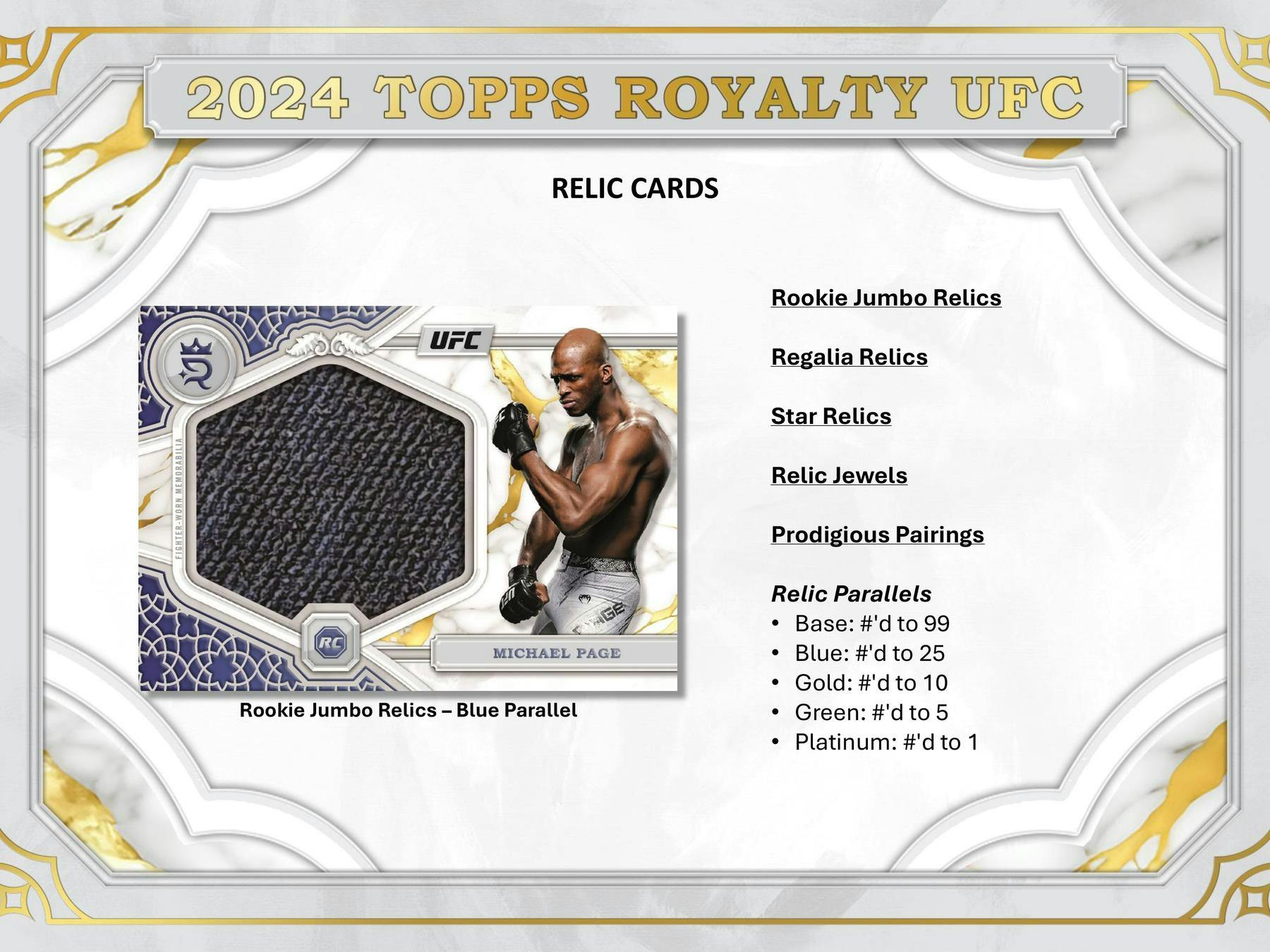 2024 Topps Royalty UFC Hobby Box (5 Auto / 3 Relics) Trading Cards