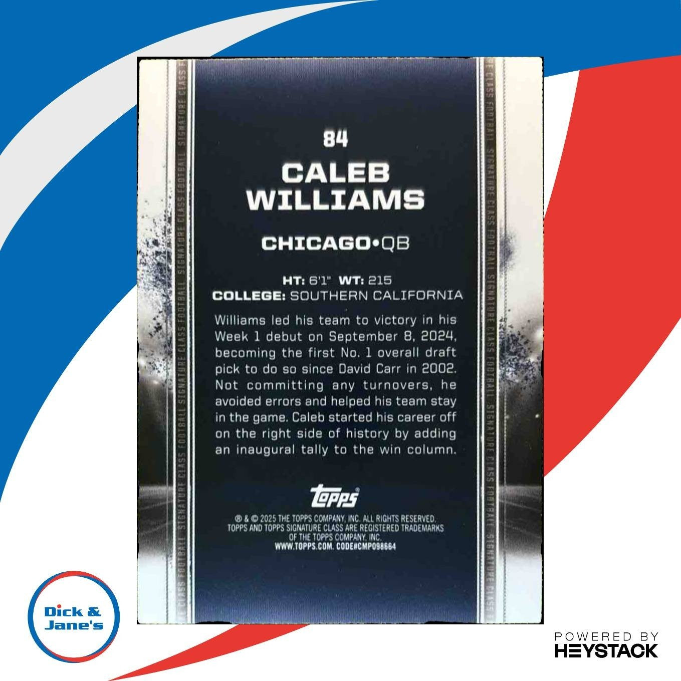 2024 Topps Signature Class Caleb Williams #84 RC Chicago Bears - Sports Cards