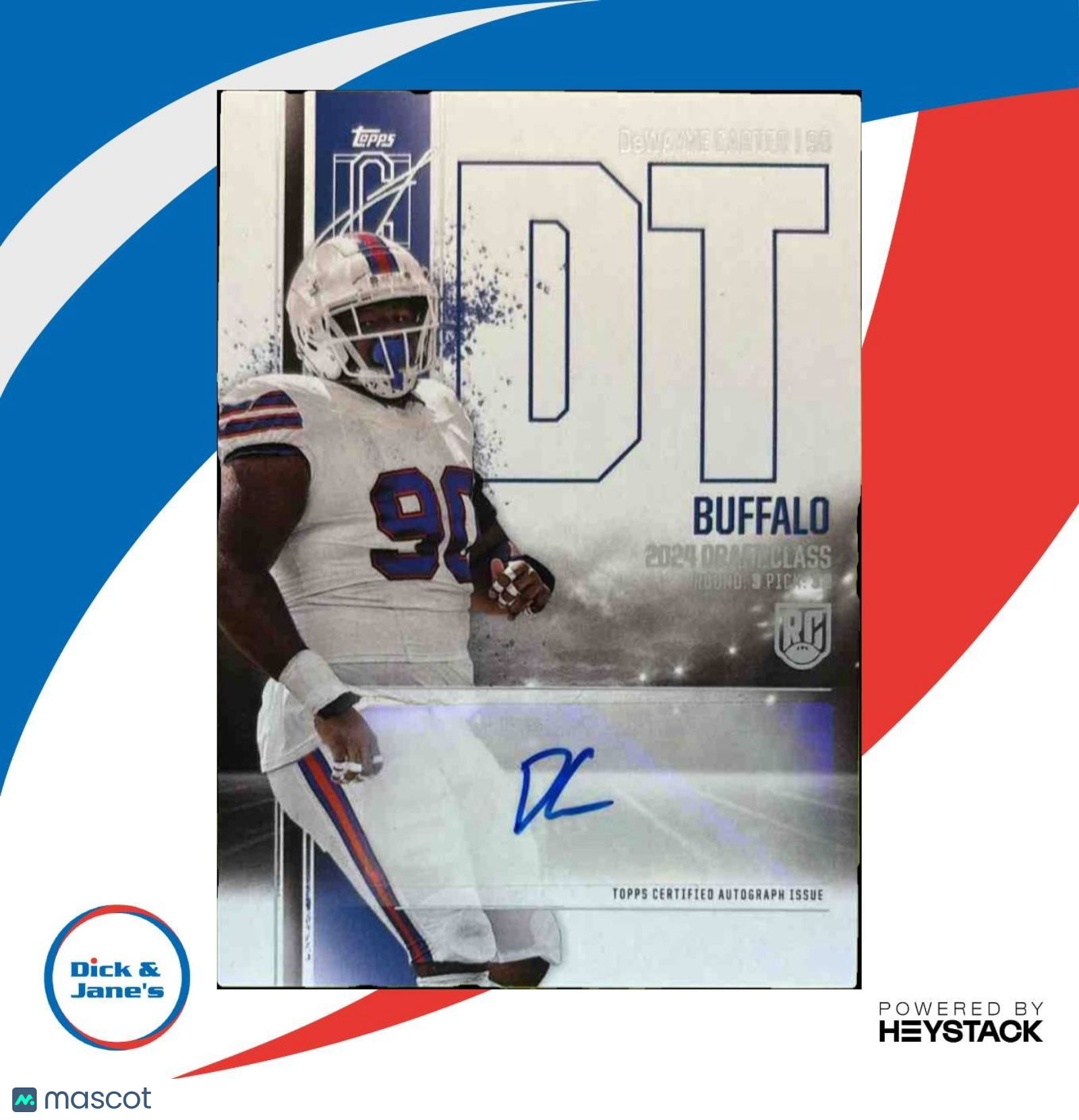2024 Topps Signature Class DeWayne Carter Rookie Auto RC Buffalo Bills - Sports Cards