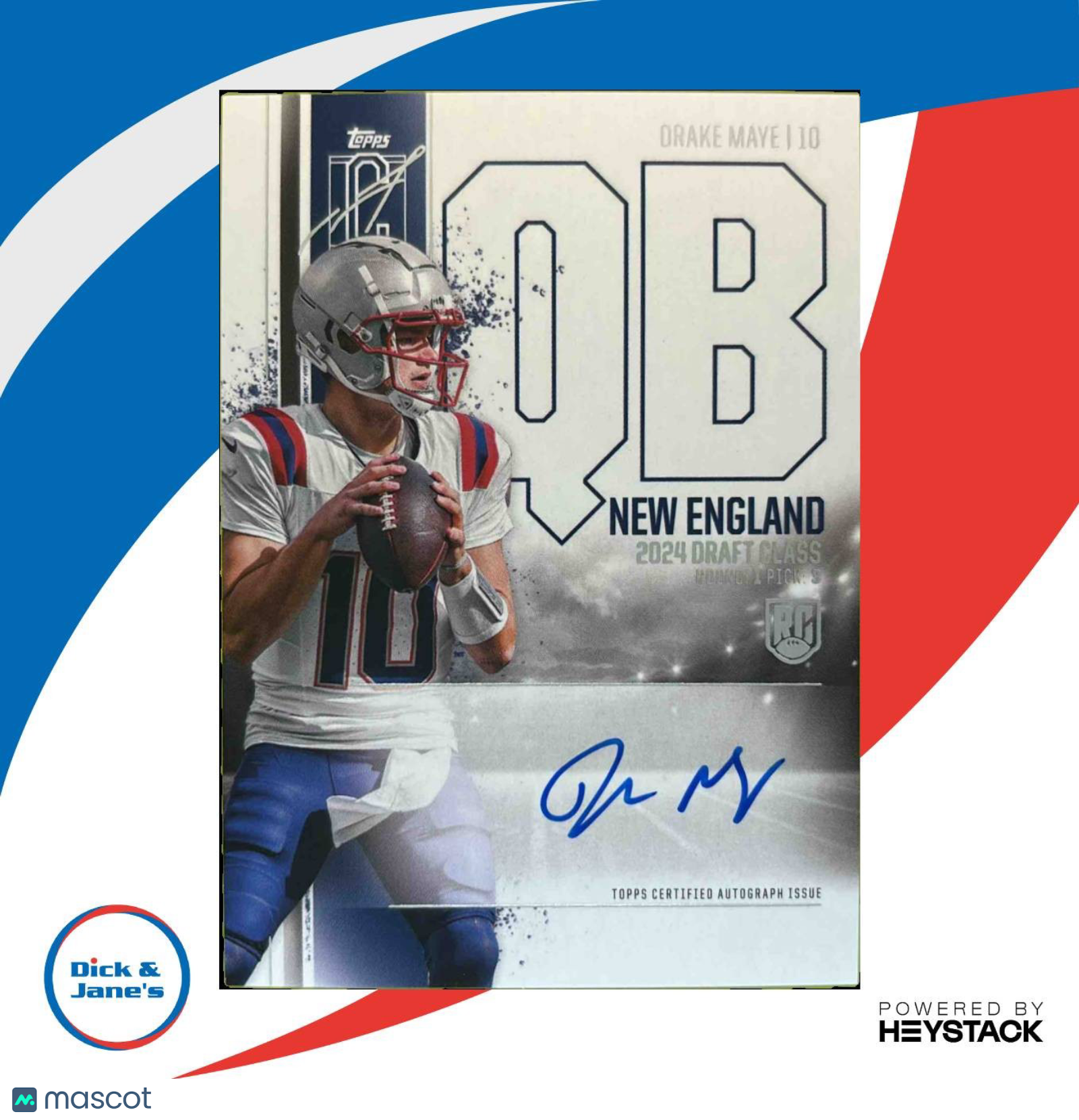 2024 Topps Signature Class Drake Maye Rookie Auto RCA-DM RC New England Patriots - Sports Cards