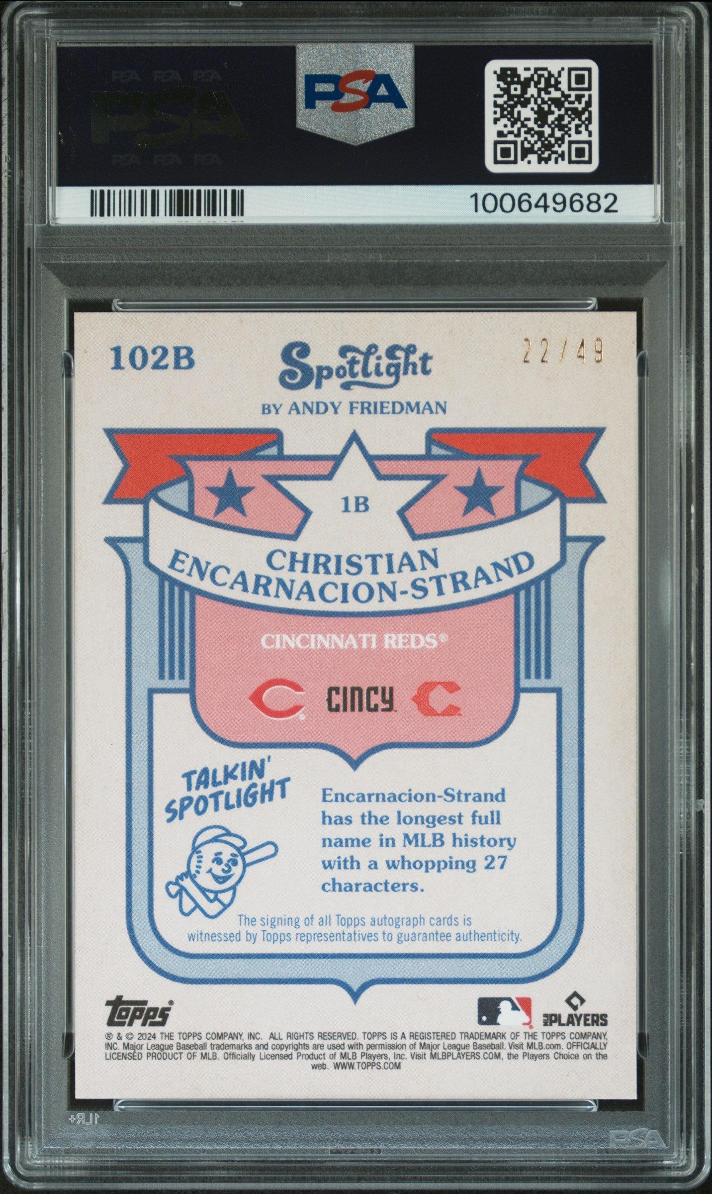 2024 Topps Spotlight Autographs C. Encarnacion-Strand Grayscale Filter PSA 9 - Graded Sports Cards