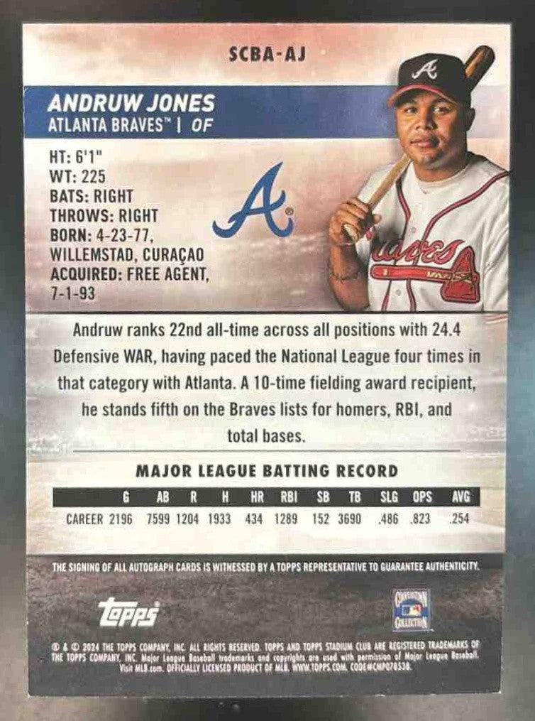 2024 Topps Stadium Club Andruw Jones Auto #SCBA-AJ Atlanta Braves - Sports Cards