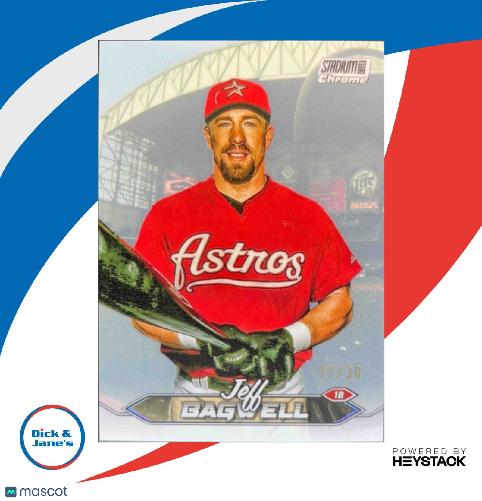 2024 Topps Stadium Club Jeff Bagwell Chrome Pearl White Refractor 17/30 Astros - Sports Cards