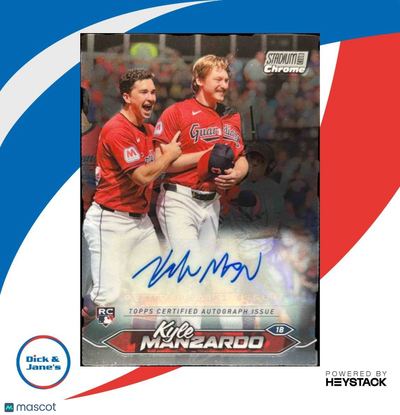 2024 Topps Stadium Club Kyle Manzardo Chrome Auto RC Cleveland Guardians - Sports Cards