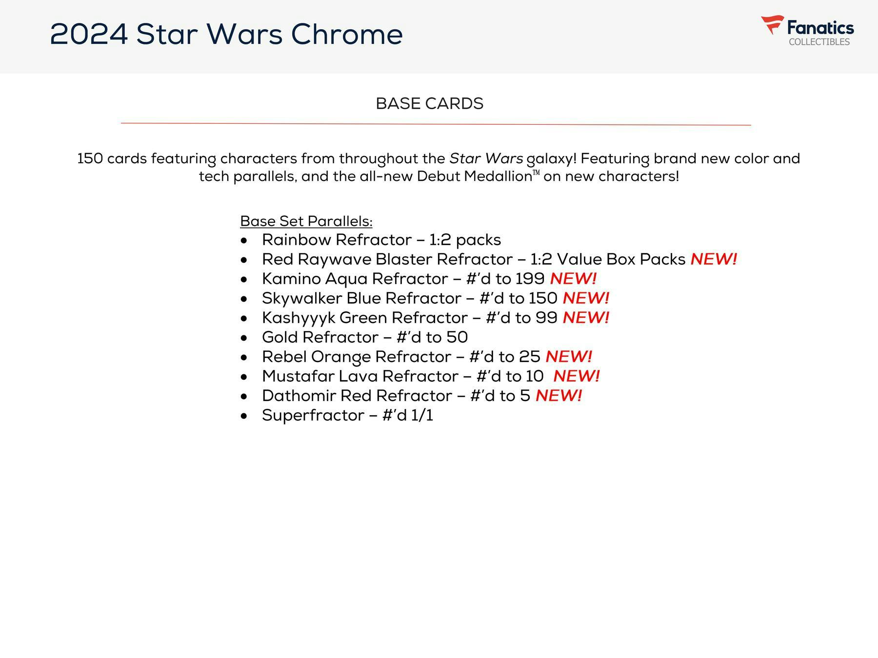 2024 Topps Star Wars Chrome 8-Pack Blaster Box (4 Refractor Parallels) - Collectible Trading Cards