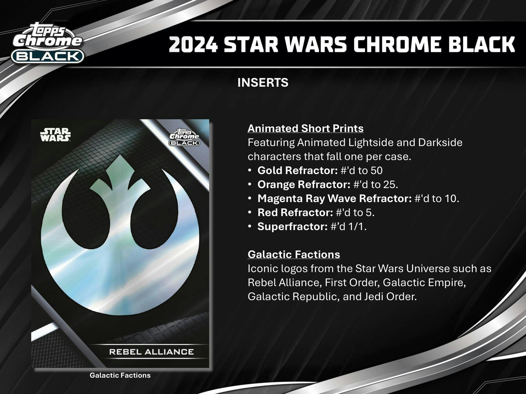 2024 Topps Star Wars Chrome Black Hobby Box (1 Auto) - Collectible Trading Cards