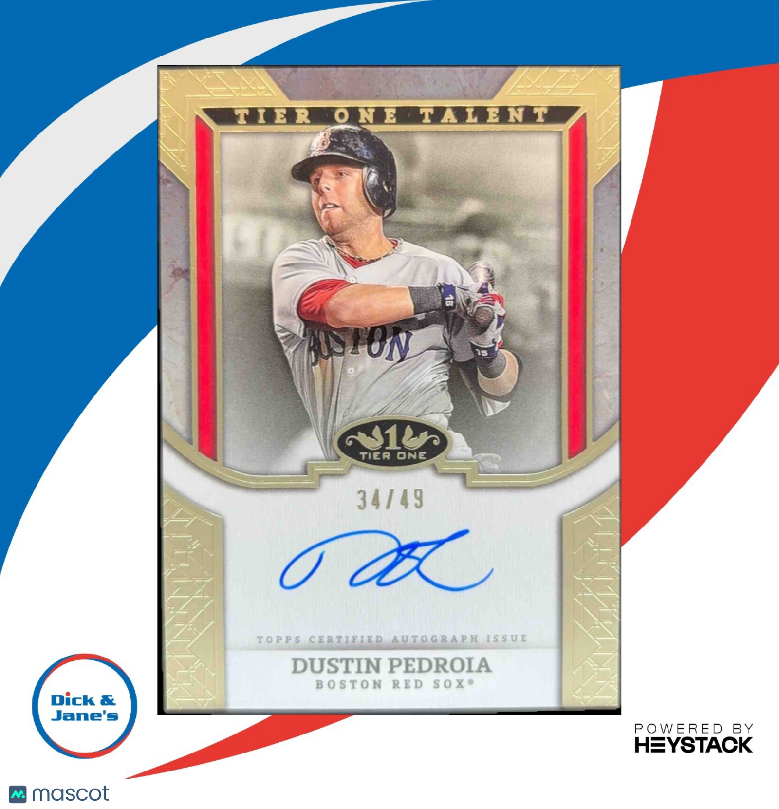 2024 Topps Tier One Dustin Pedroia Talent Auto 34/49 #T1TA-DP Boston Red Sox - Sports Cards