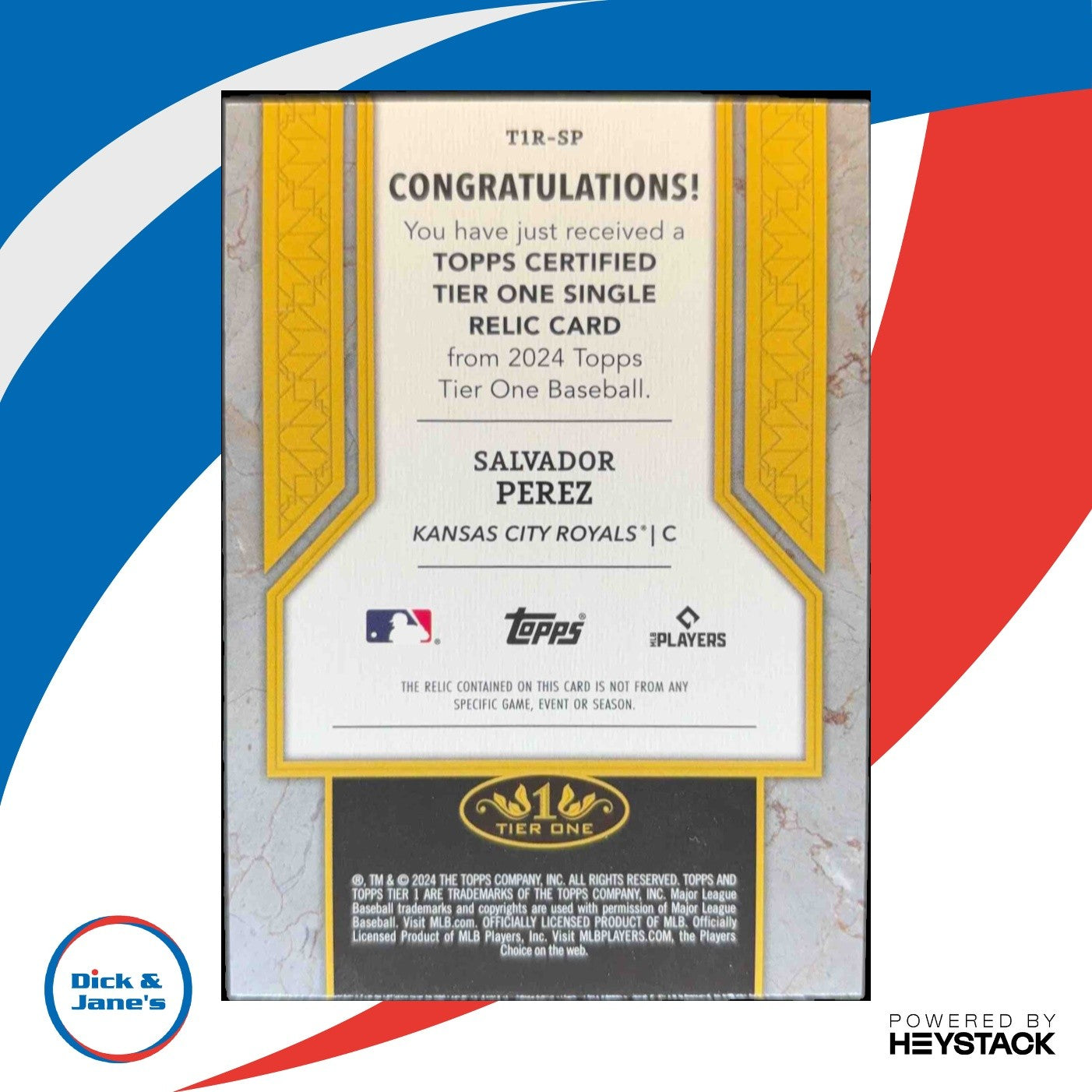 2024 Topps Tier One Salvador Perez Relics Purple Foil 108/149 MEM KC Royals - Sports Cards