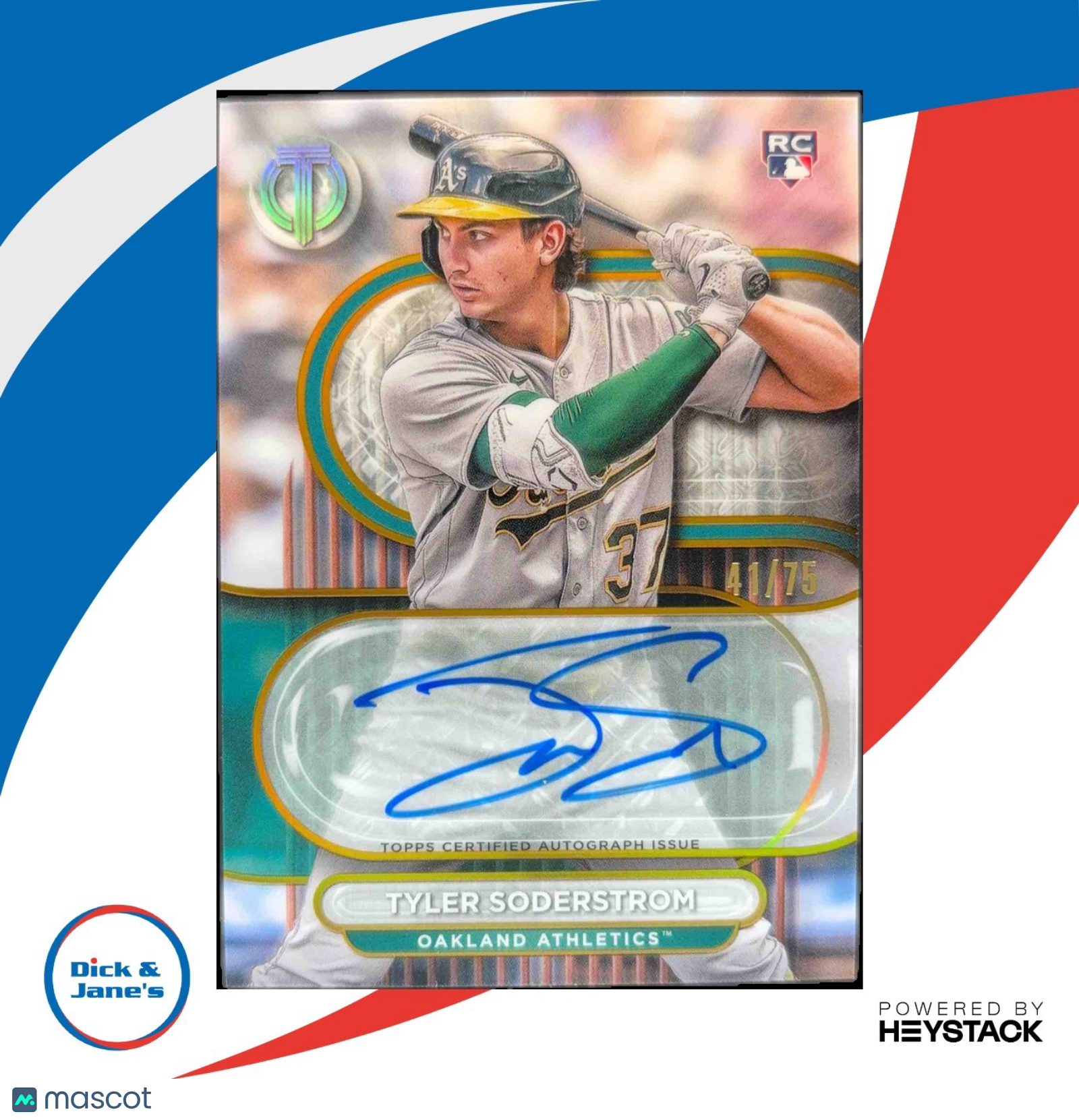 2024 Topps Tribute Tyler Soderstrom Auto Gold 40/75 #TA-TS RC Oakland Athletics - Sports Cards