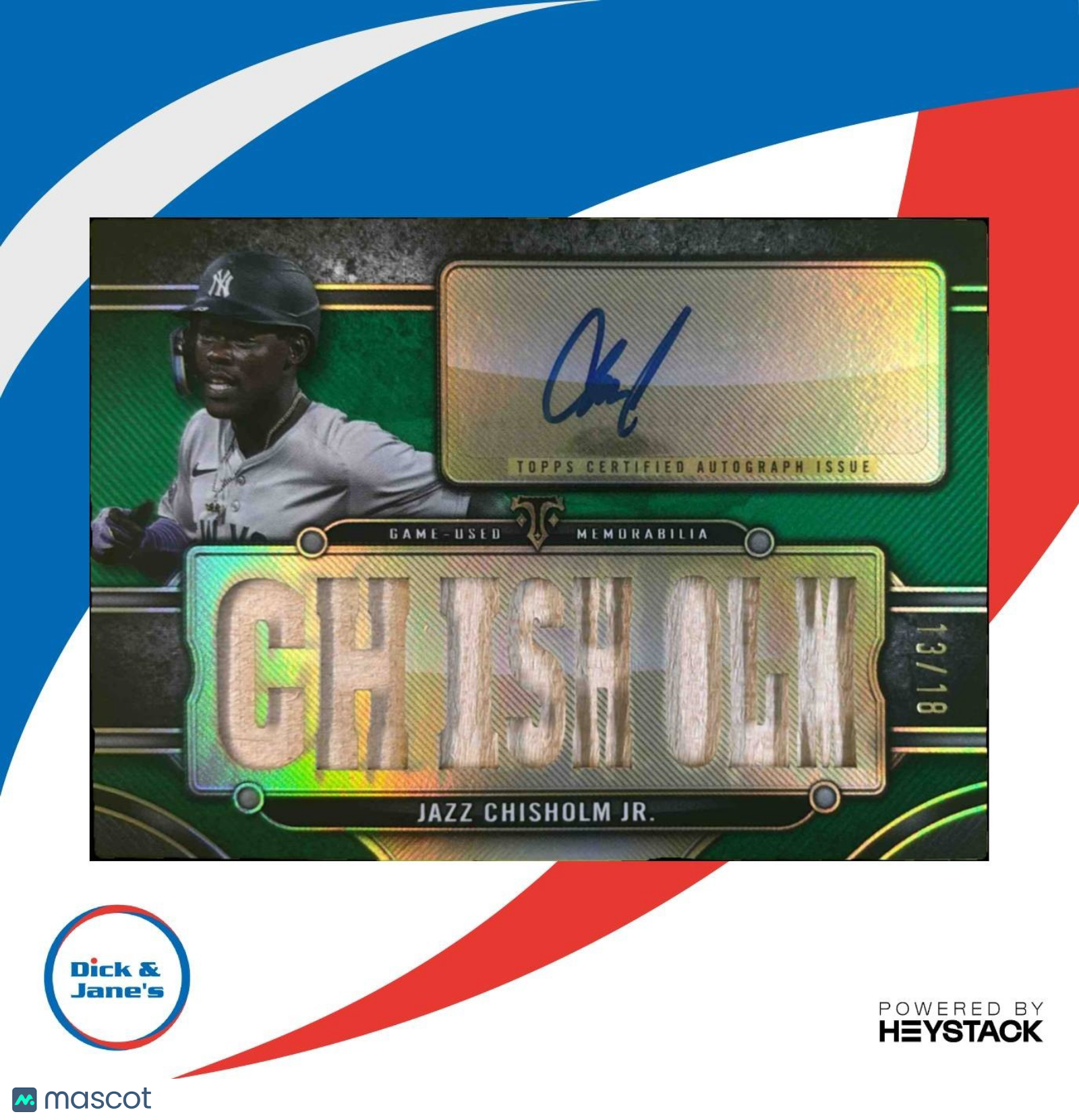 2024 Topps Triple Threads Jazz Chisholm Jr. Auto Relics Emerald /18 Yankees - Sports Cards