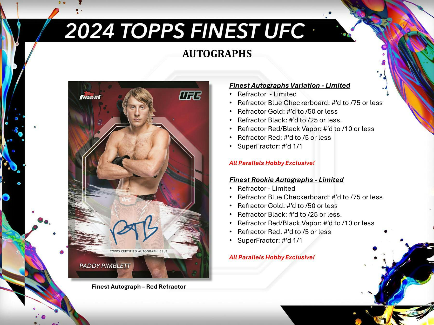 2024 Topps UFC Finest Hobby Box (2 Autos) - Trading Cards