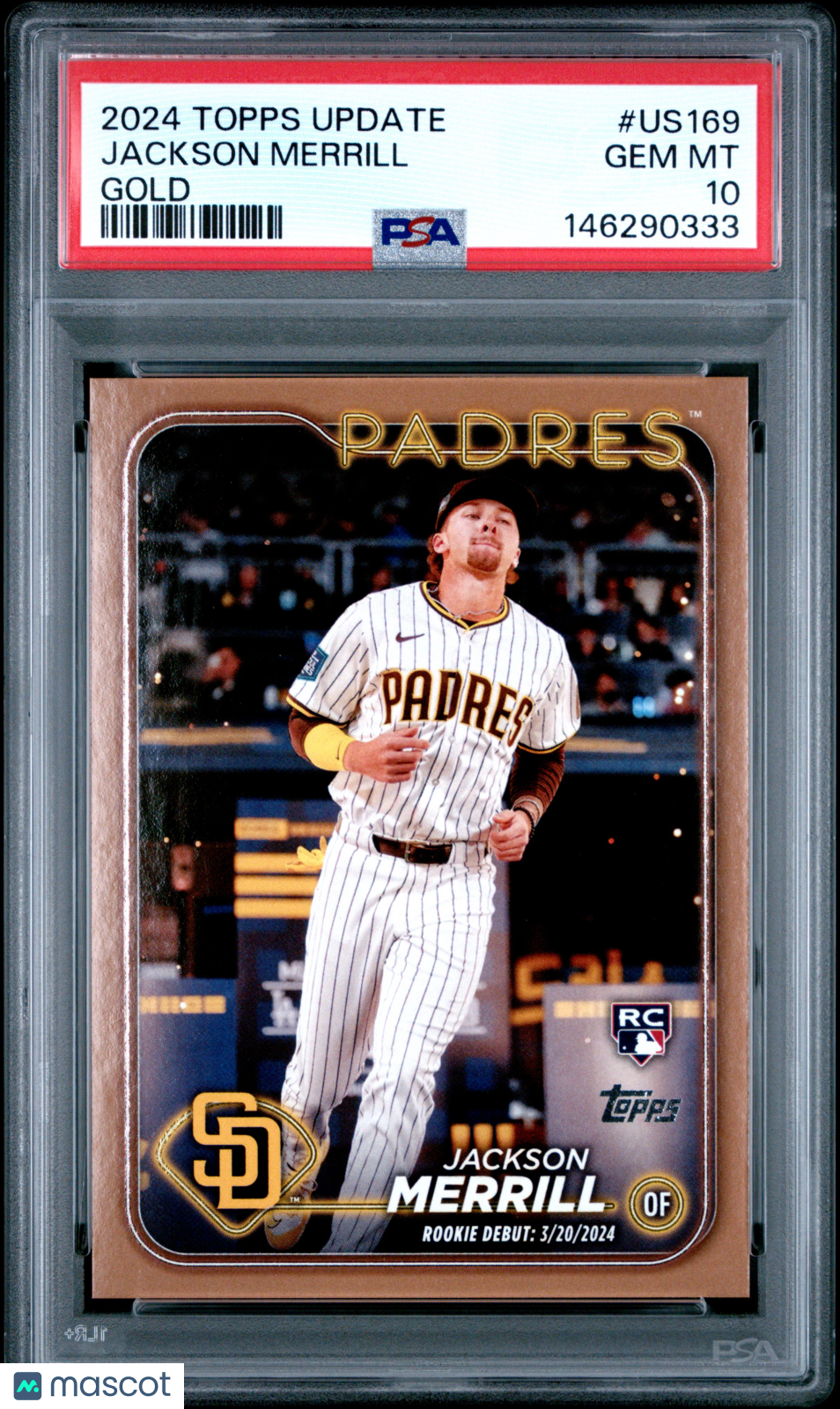 2024 Topps Update Jackson Merrill Gold Rookie #US169 PSA 10 GEM MINT - Graded Sports Cards