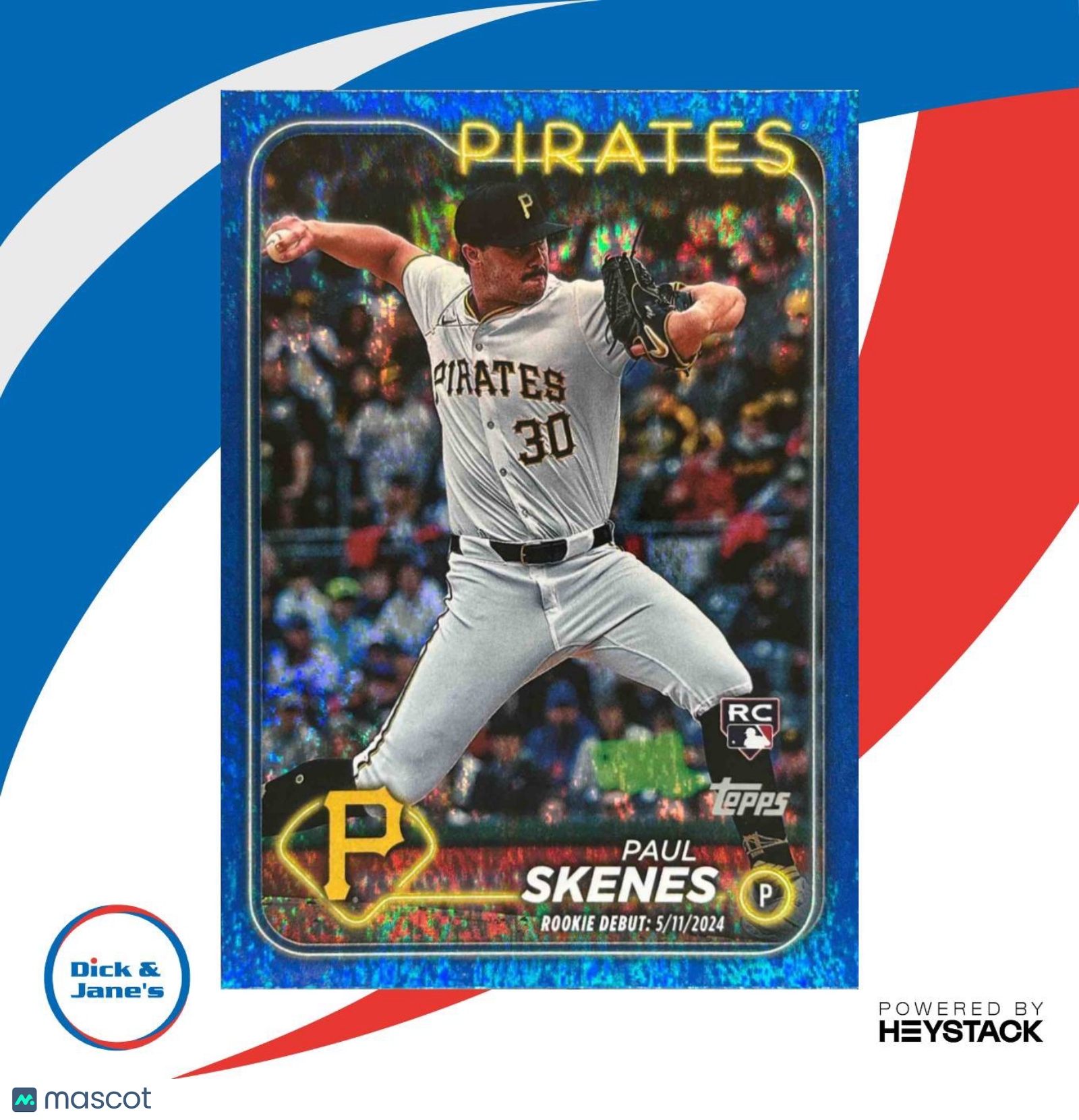 2024 Topps Update Paul Skenes Blue Holofoil 907/999 #US288 RC Pittsburgh Pirates - Sports Cards