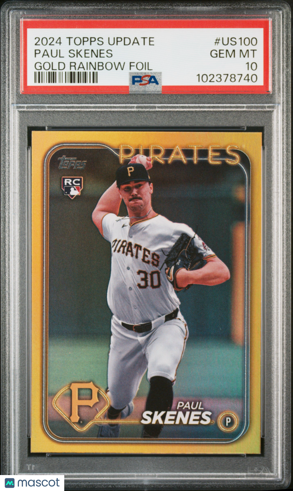 2024 Topps Update Paul Skenes Gold Rainbow Foil Rookie PSA 10 Pittsburgh Pirates - Graded Sports Cards