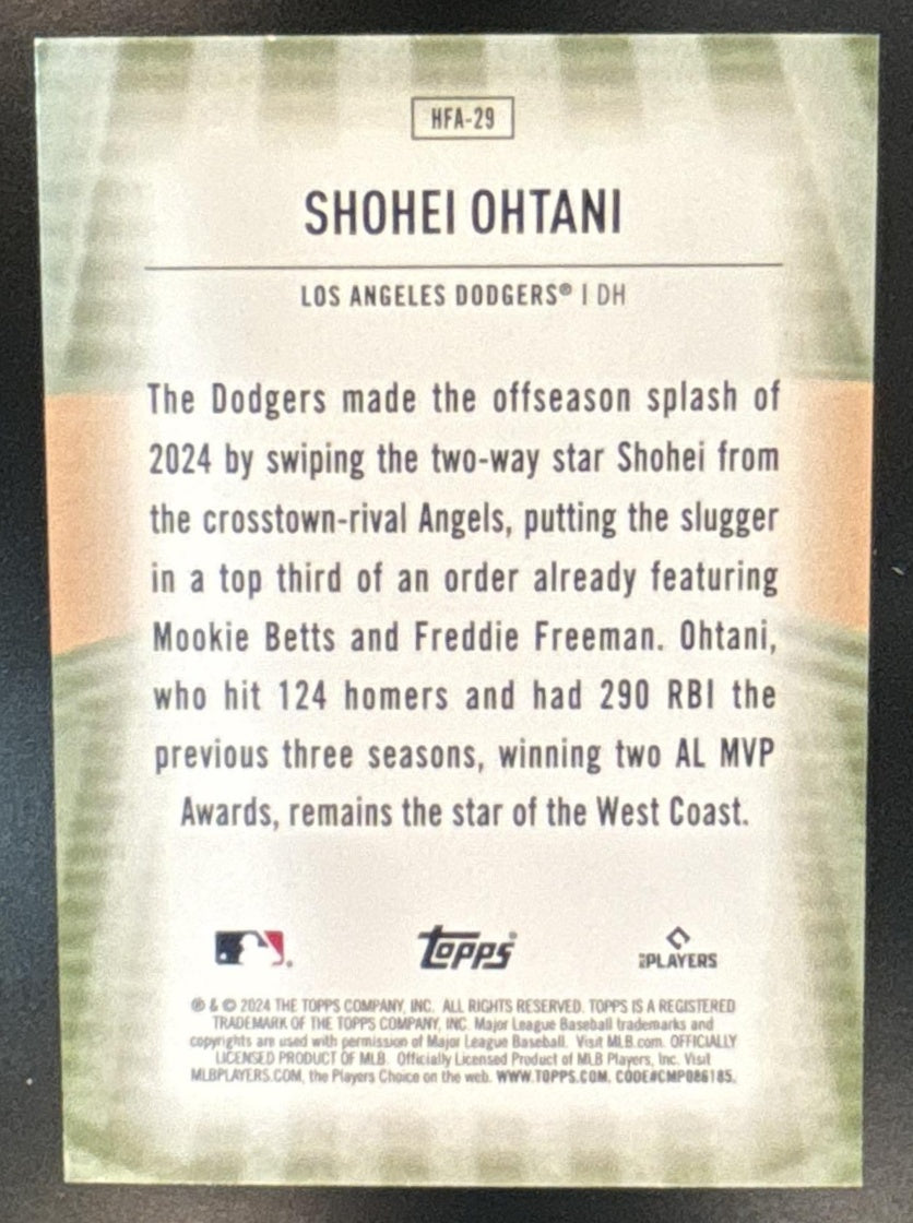 2024 Topps Update Shohei Ohtani Homefield Advantage #HFA-29 SP Dodgers - Sports Cards