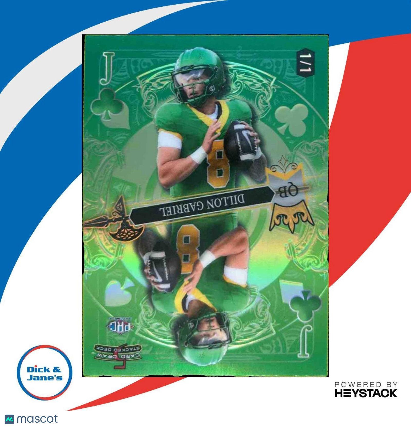 2024 Wild Card 5 Draw Stacked Deck Promo Dillon Gabriel Jack of Clubs 1/1 Green - Sports Cards