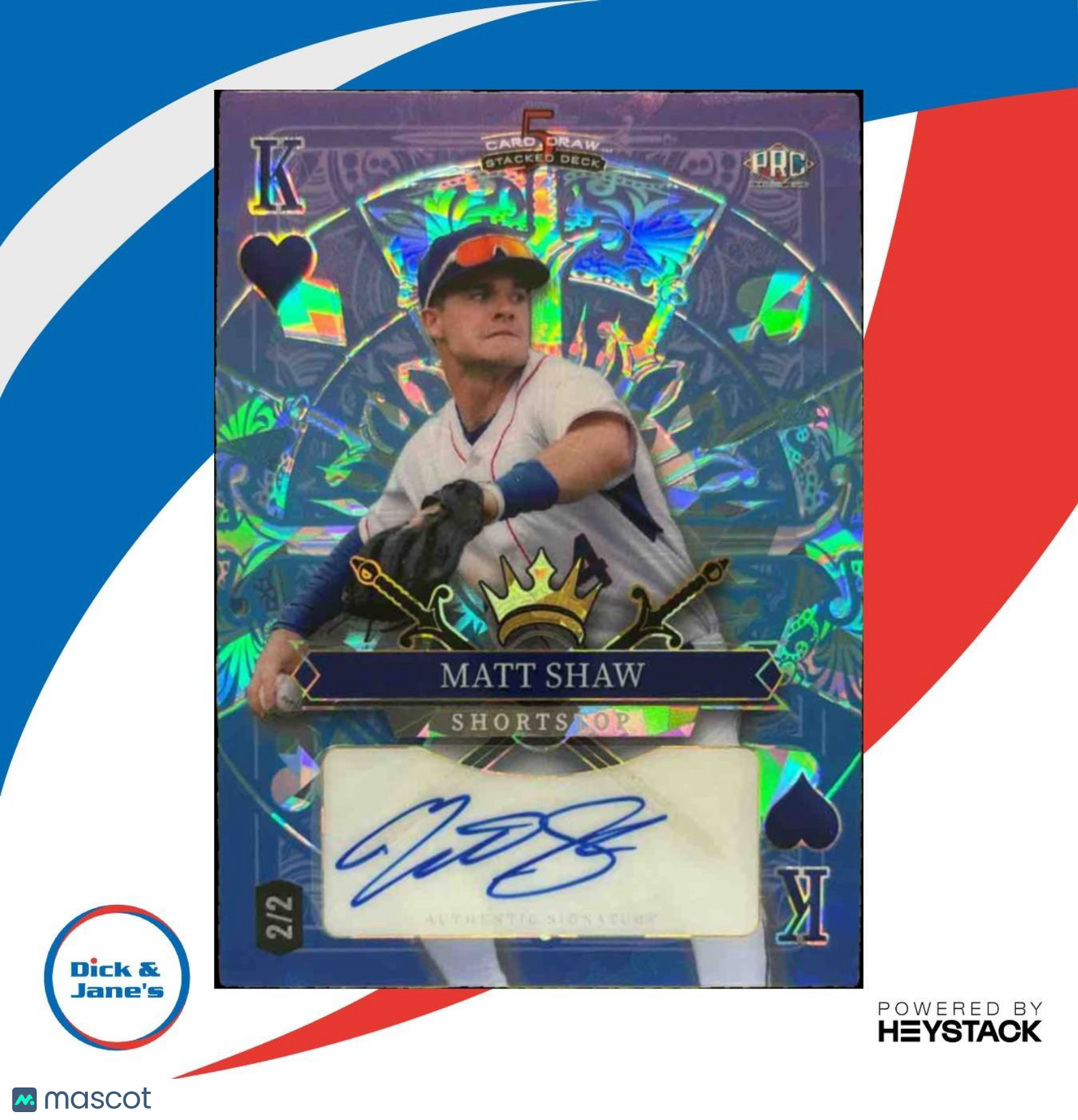 2024 Wild Card 5 Card Stacked Deck Matt Shaw Auto /2 King of Hearts - Sports Cards
