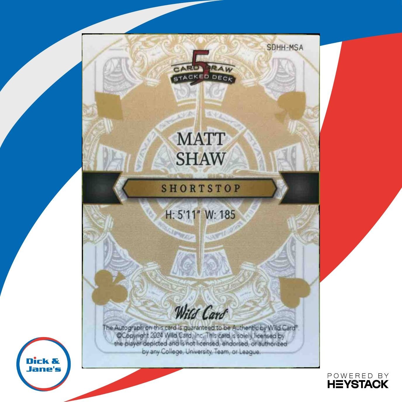 2024 Wild Card 5 Card Stacked Deck Matt Shaw Auto /2 King of Hearts - Sports Cards