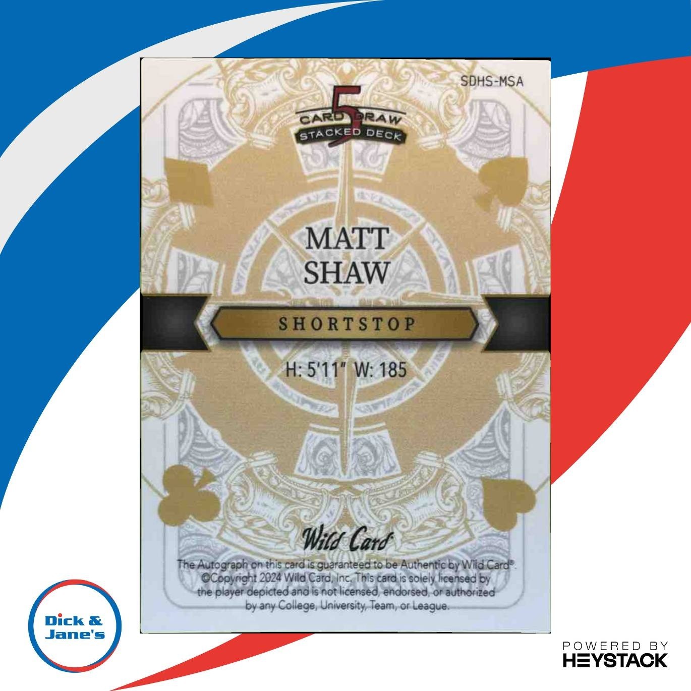 2024 Wild Card 5 Card Stacked Matt Shaw Auto /3 Queen of Spades - Sports Cards