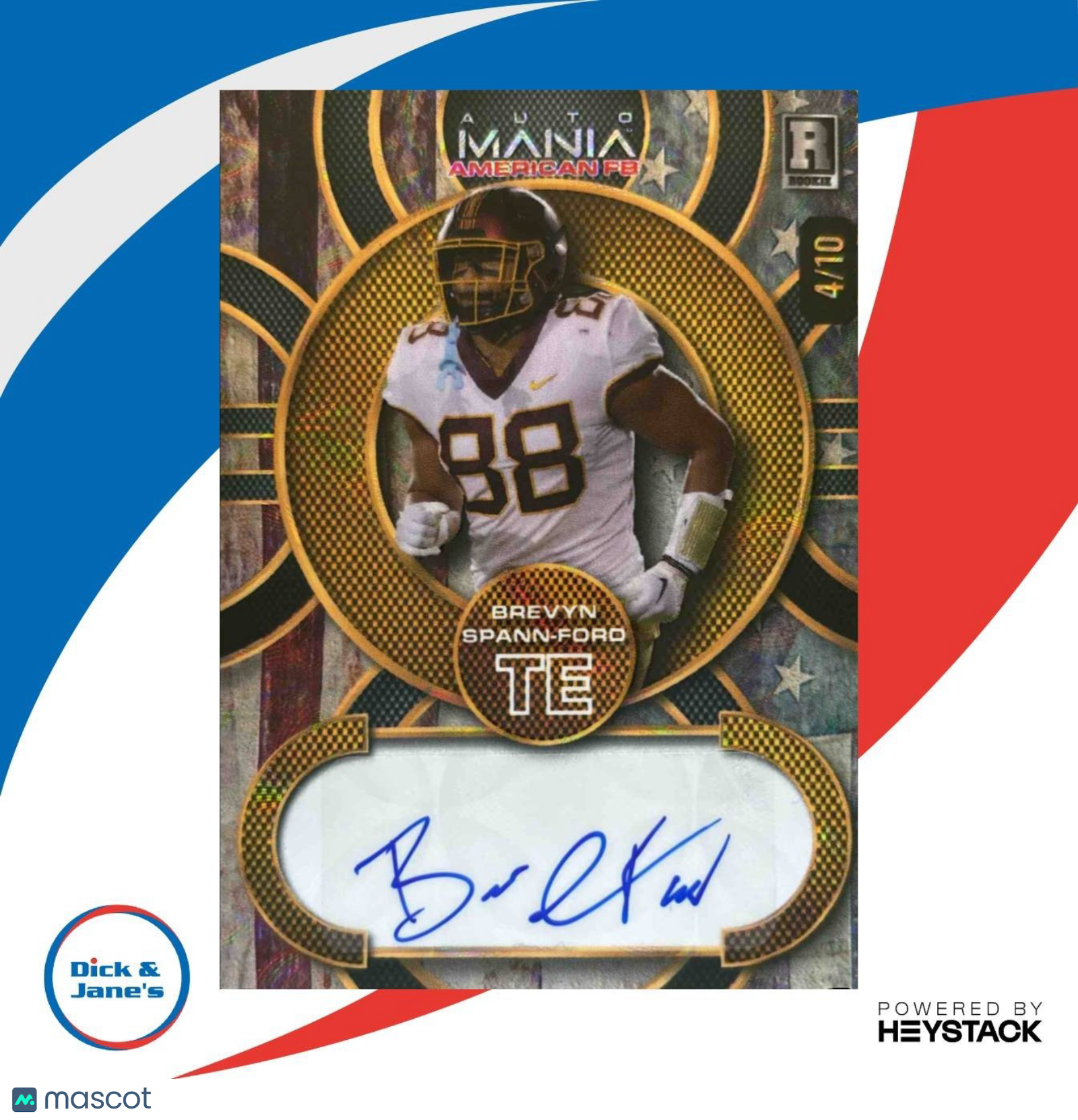 2024 Wild Card Automania American Brevyn Spann-Ford Vintage Flag /10 - Sports Cards