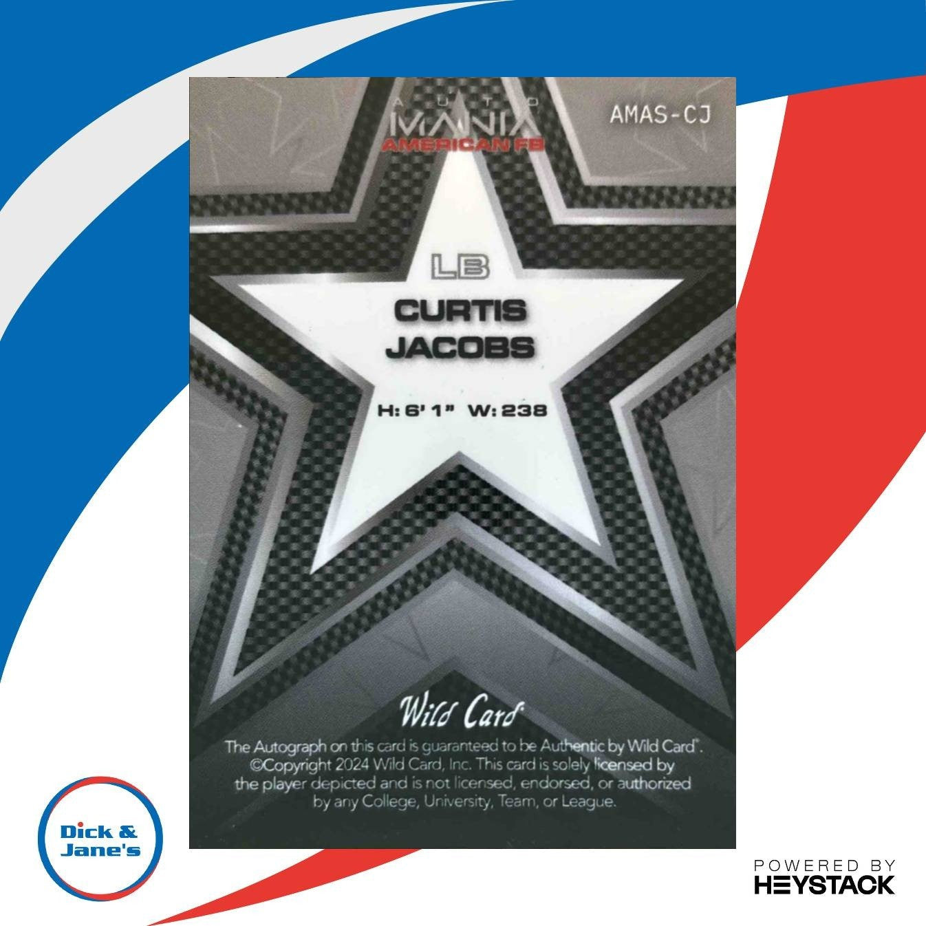 2024 Wild Card Automania American Curtis Jacobs Star Mojo Flag /25 Lions - Sports Cards