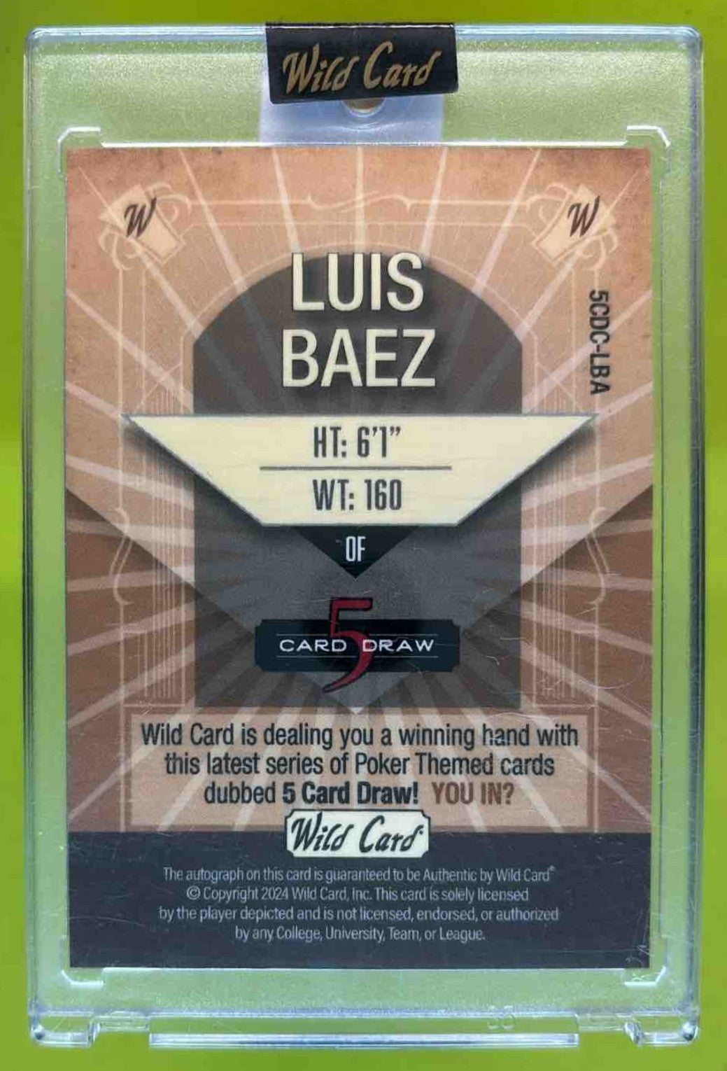 2024 Wild Card Five Draw Luis Baez Auto /2 Red - Sports Cards