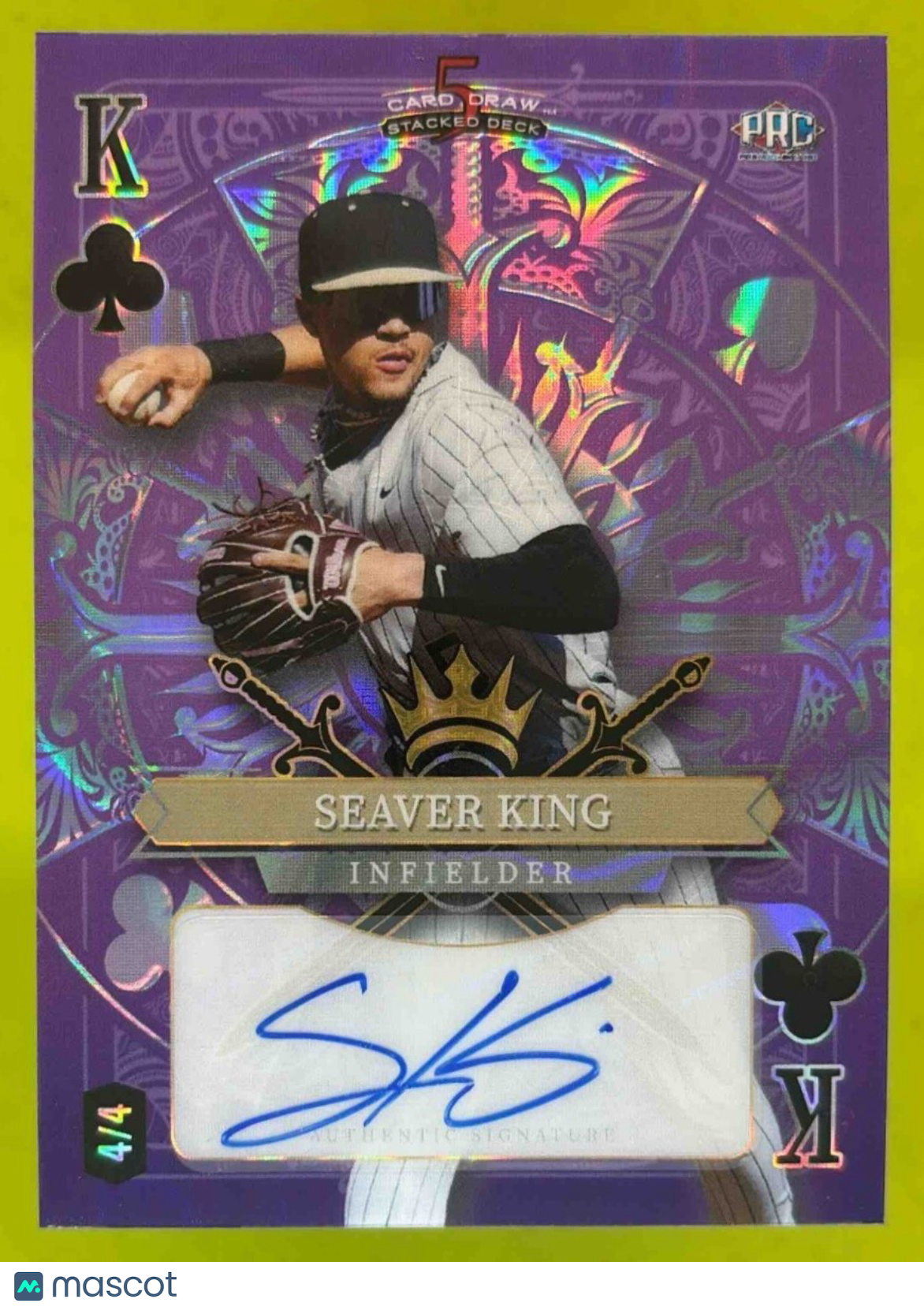 2024 Wild Card Five Draw Seaver King Vintage Auto Sparkles Foil Purple /4 #5CDV - Sports Cards