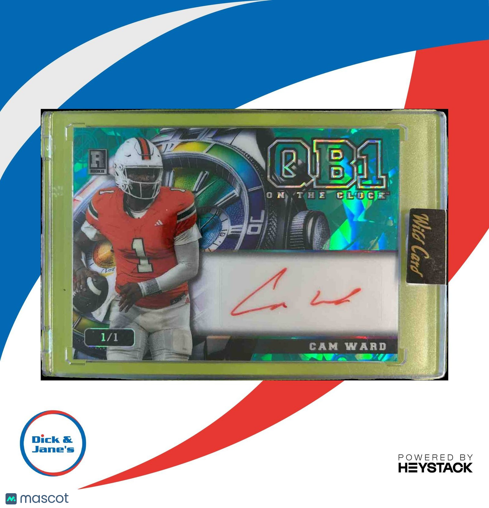 2024 Wild Card QB1 On the Clock Breakers Cameron Ward Auto 1/1 Hurricanes - Sports Cards
