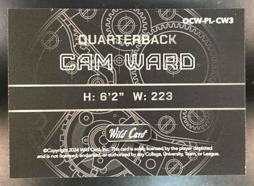 2024 Wild Card QB1 On the Clock Cam Ward Purple /15 - Sports Cards