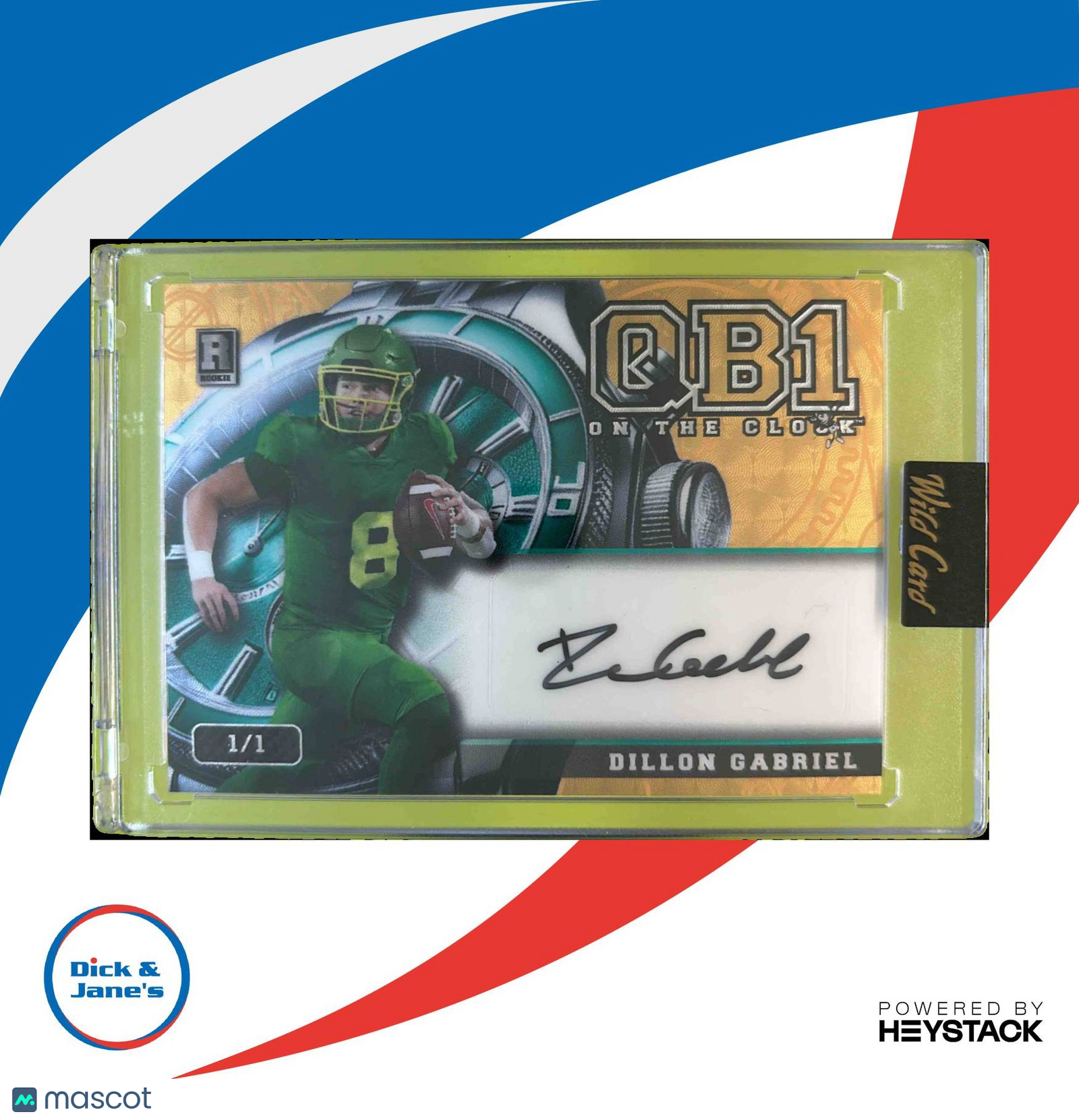 2024 Wild Card QB1 On The Clock Dillon Gabriel Auto Gold Crystal Holographic 1/1 - Sports Cards