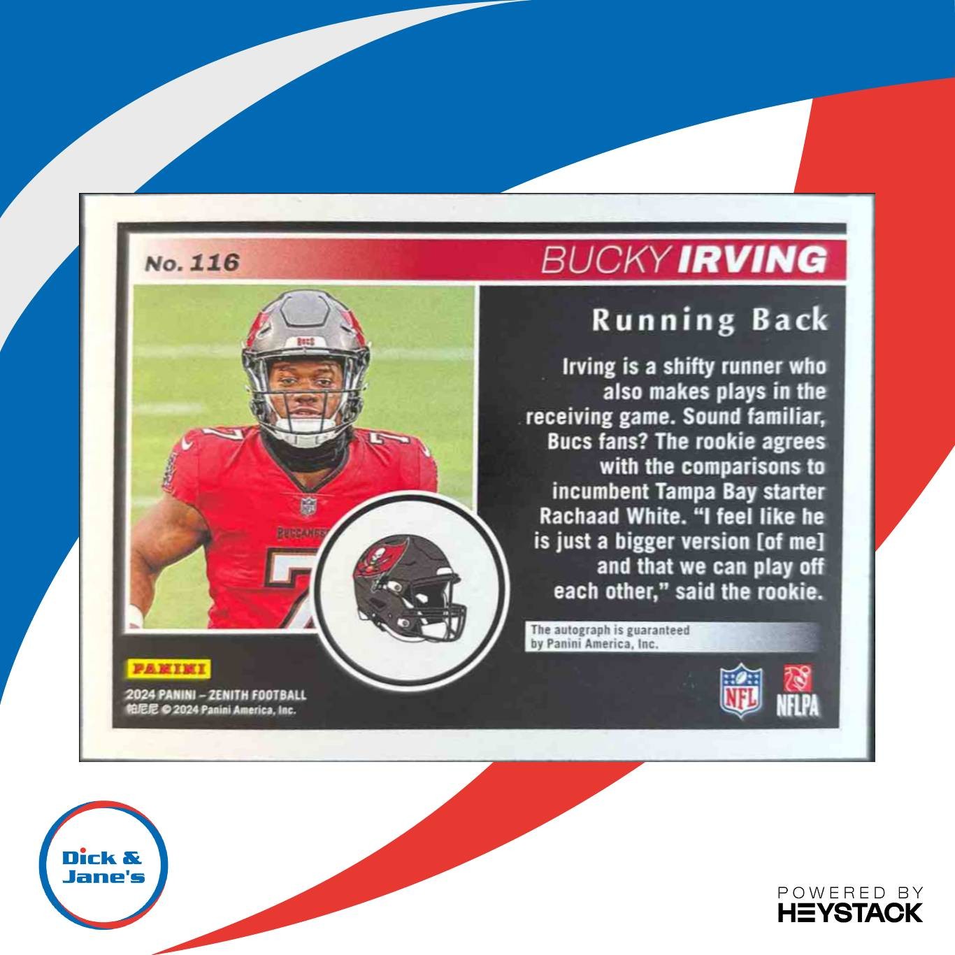 2024 Zenith Bucky Irving Rookie Auto Two Minute Drill #116 Tampa Bay Buccaneers - Sports Cards