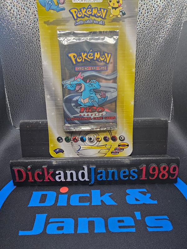 One Vintage WOTC 2000 Pokemon Neo Genesis Booster Blister Pack Factory Sealed (Feraligatr Artwork)