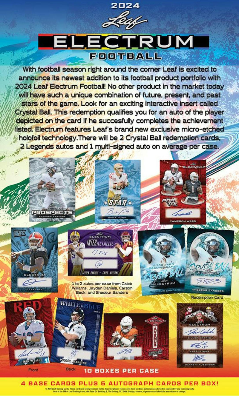 2024 Leaf Electrum Football Hobby Box (5 Autographs) Look for Caleb Williams & Jayden Daniels Autos!