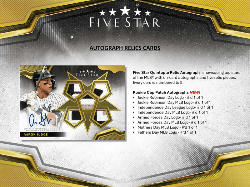 2024 Topps Five Star Baseball Hobby Box (Two On-Card Autographs Per Box)