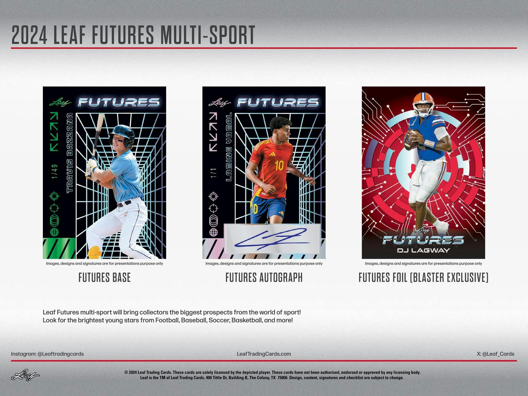 2024 Leaf Futures Multisport Blaster Box (1 Auto) Jayden Daniels, Yamal, Travis Bazzana