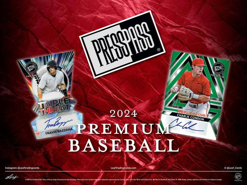 2024 Leaf Press Pass Premium Baseball Hobby Box (5 Autos) ELy, Ichiro, Pujols, Skenes, More!