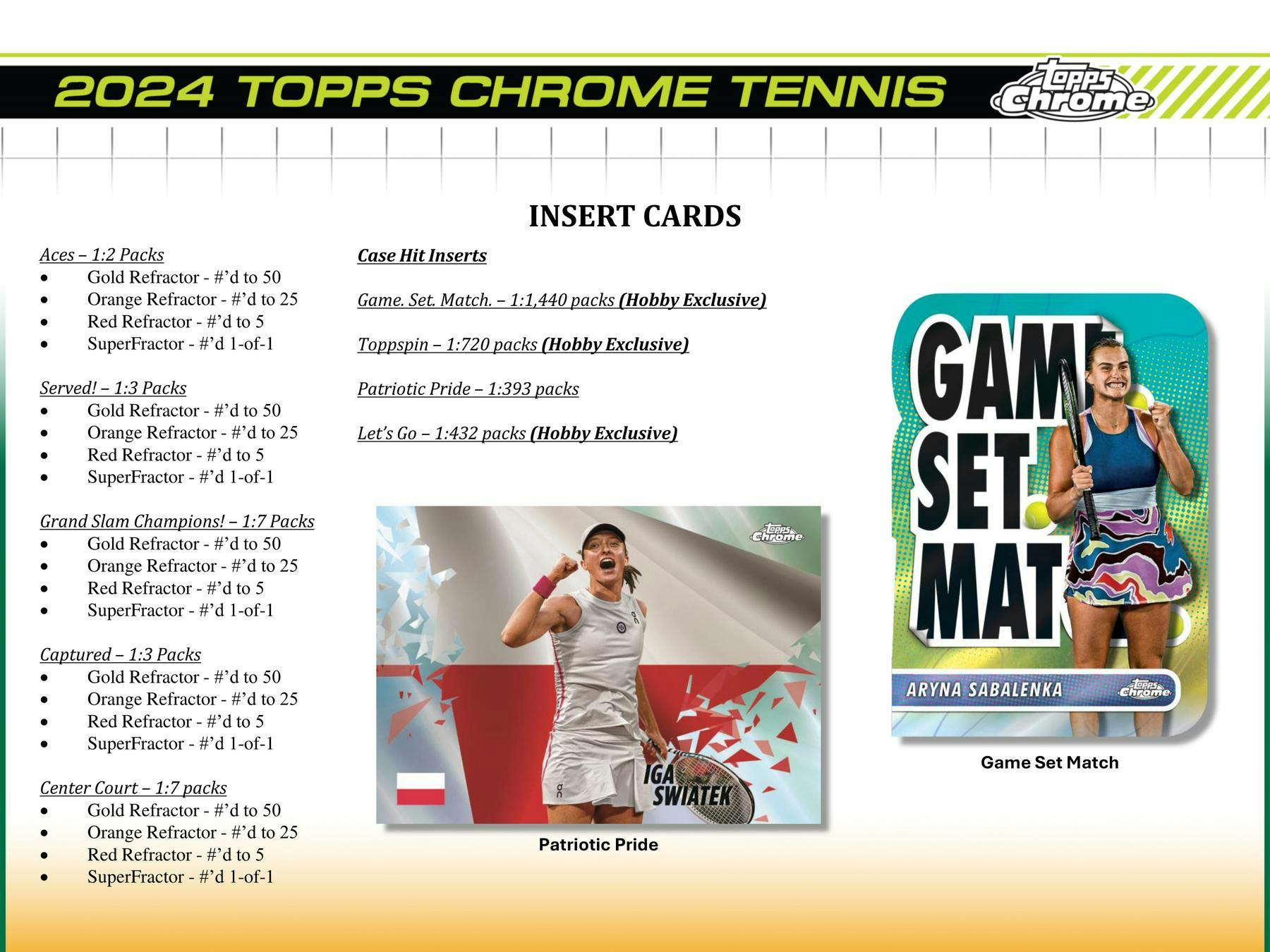 2024 Topps Chrome Tennis Hobby Box (3 Autographs)
