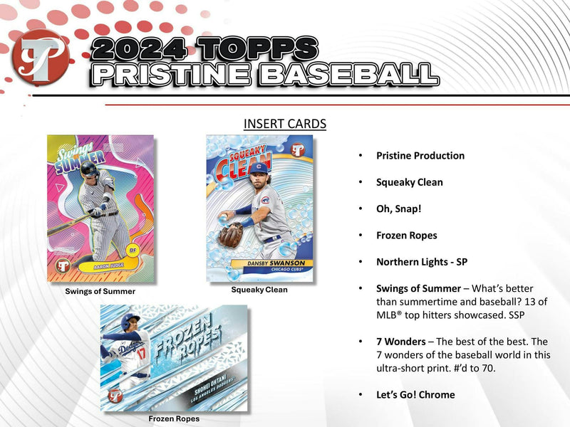 ONE PACK of 2024 Topps Pristine Baseball Hobby Box ( Elly or Skenes RC??)