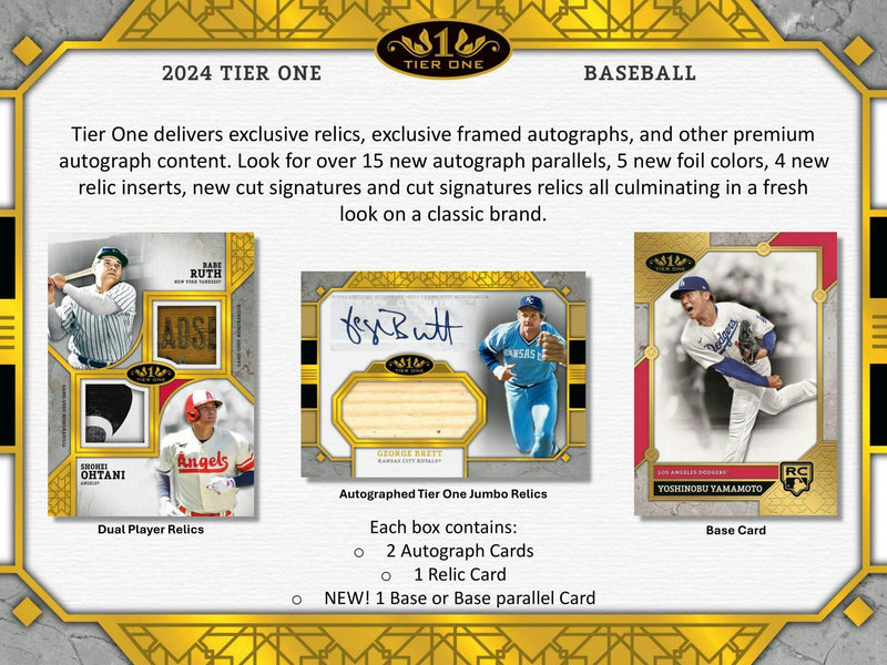 2024 Topps Tier One Baseball Hobby Box (Loaded 2 Auto / 1 Mem)